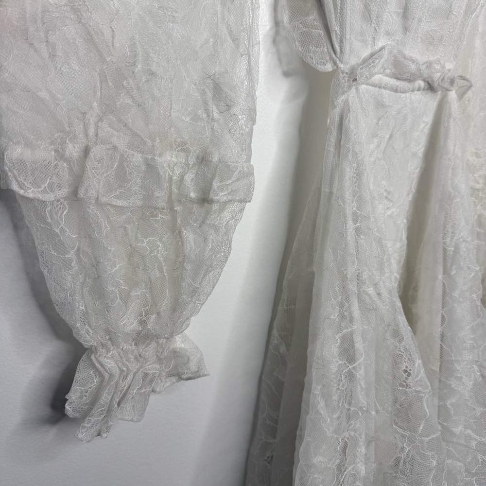FOR LOVE & LEMONS White Lace Long Sleeve Cut Out Mini Dress - Picture 6 of 8